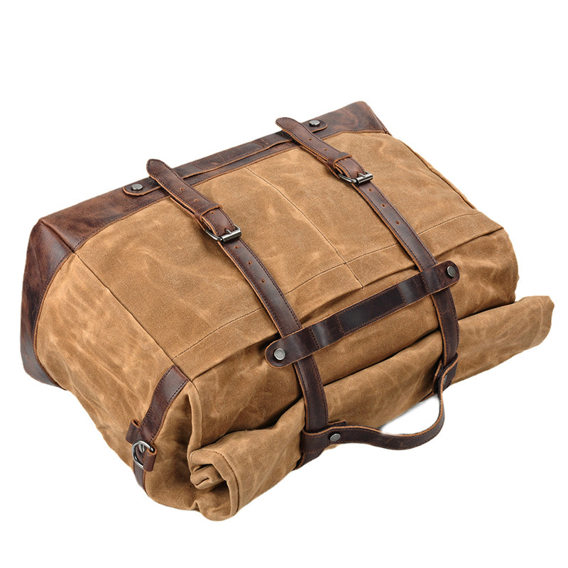 Waxed Canvas Duffel Bag Waterproof Canvas Travel Weekend Bag Carry on Weekender Overnight Bag For Mens