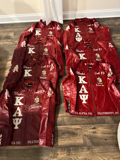 🧥 Kappa Alpha Psi® “Fall ’85 Legacy” Leather Racing Jacket – Alpha Nu Chapter