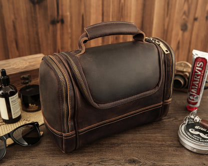 Personalized Leather Dopp Kit, Laser Engraved Men’s Toiletry Bag, Full Grain Leather Toiletry Bag, Gift for Him, Groomsmen