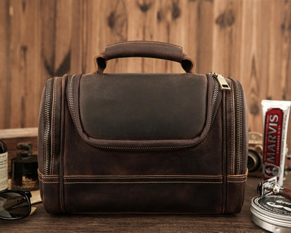 Personalized Leather Dopp Kit, Laser Engraved Men’s Toiletry Bag, Full Grain Leather Toiletry Bag, Gift for Him, Groomsmen